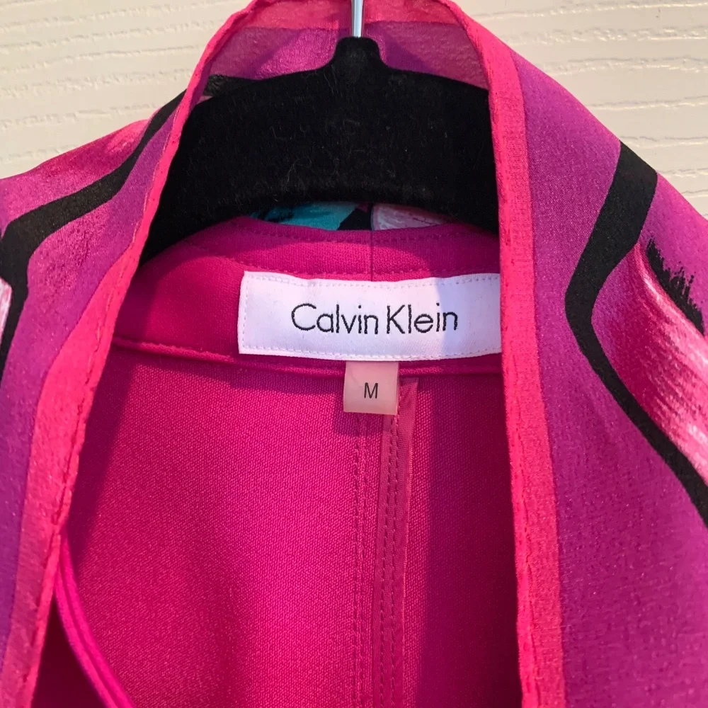 Calvin Klein Pink Moto Style Short Jacket /Scarf Set sz M - Picture 3 of 6
